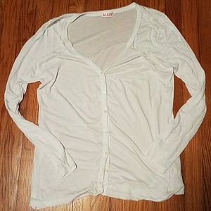 White Layering Button-down Long Sleeve Cardigan